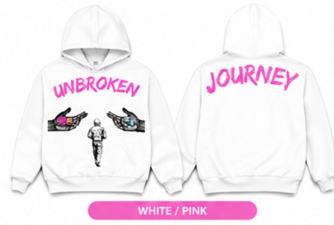 White/Pink Unbroken Journey Hoodie